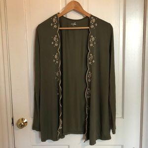 Ayla Green Cardigan with Floral Detail